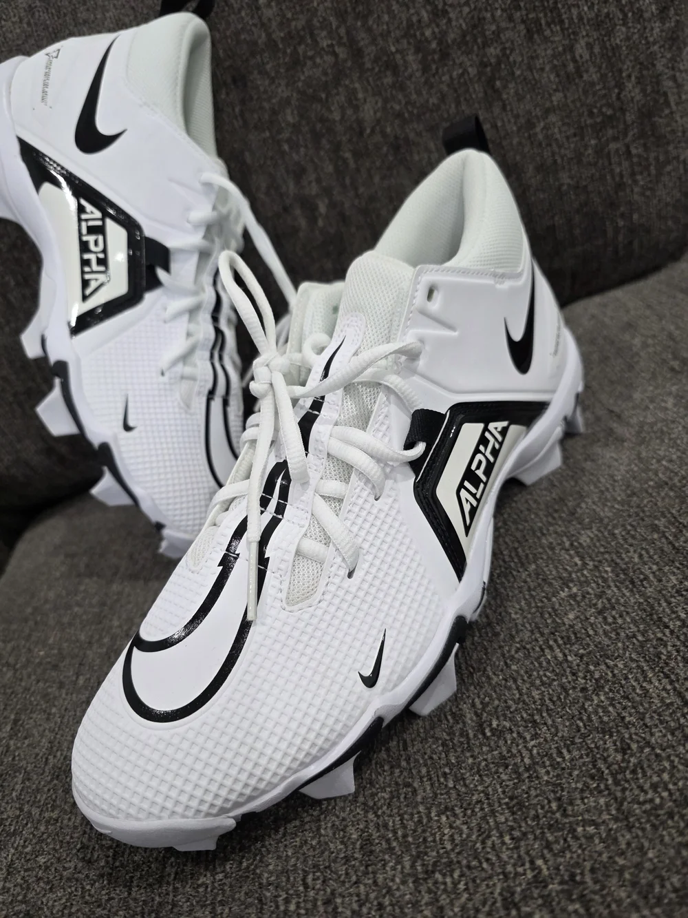 Nike Alpha White Football Cleats - Black Accents - Picture 2 of 9